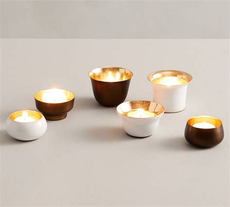 house tea light holders metal pottery barn|Helen Tea Light Candleholders, Brass .